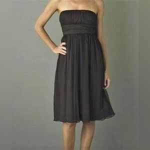 J. Crew "Emily" Black Silk Chiffon Strapless A-Line Midi Dress Size 6